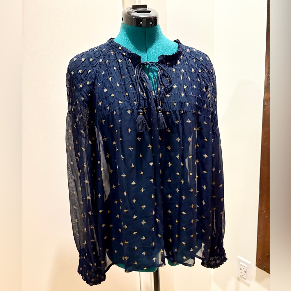 Lucky Brand Navy Blue Star Blouse
